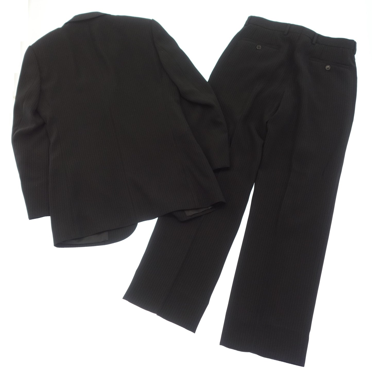 Good Condition◆Giorgio Armani Suit Setup Black Stripe Size 46 Men's GIORGIO ARMANI [AFA10] 