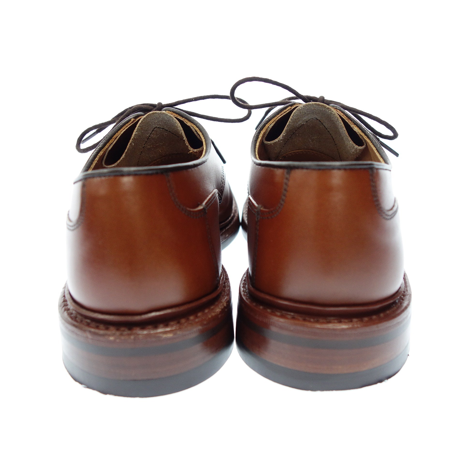 Tricker's ブラウン レースアップシューズ 極美品◇トリッカーズ レースアップレザーシューズ プレーントゥ