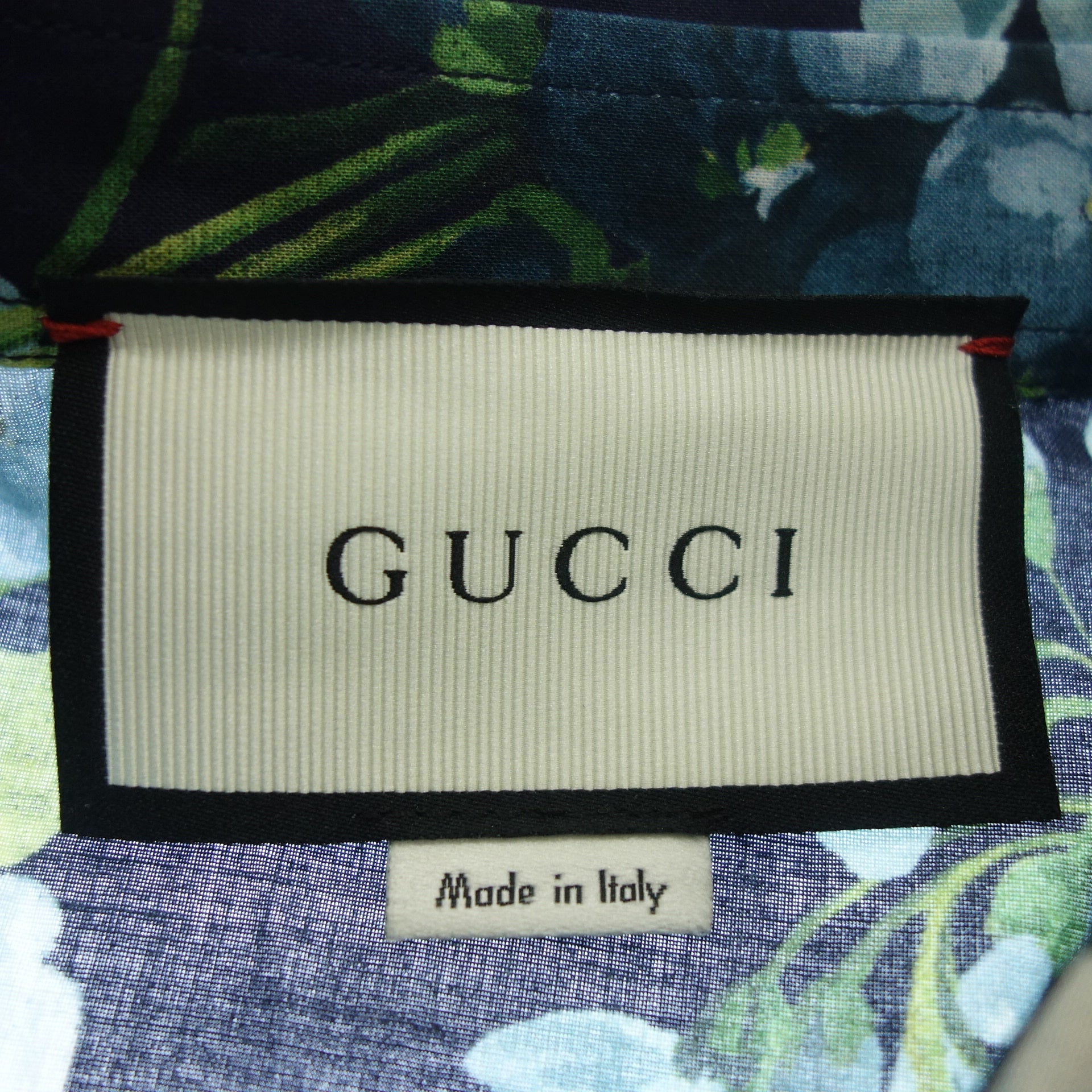 グッチ シャツ フローラル柄 コットン メンズ ブルー系 40 GUCCI