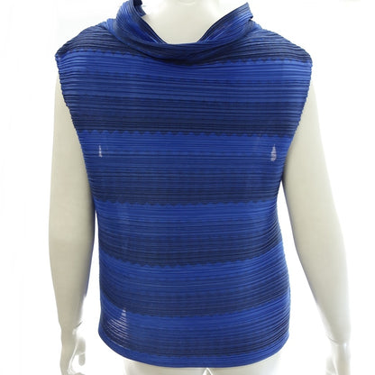 Good condition ◆ Pleats Please Issey Miyake Cut and Sew High Neck Sleeveless PP33JK652 Women's Blue Size 3 PLEATS PLEASE ISSEY MIYAKE [AFB33] 