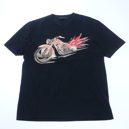 Prada T-shirt print bike men's navy blue M PRADA [AFB20] [Used] 