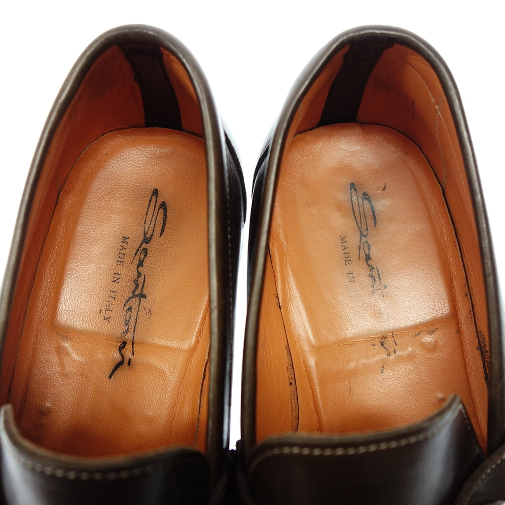 Good condition ◆ Santoni bit loafer leather men's brown size 8.5 SANTONI [AFC30] 