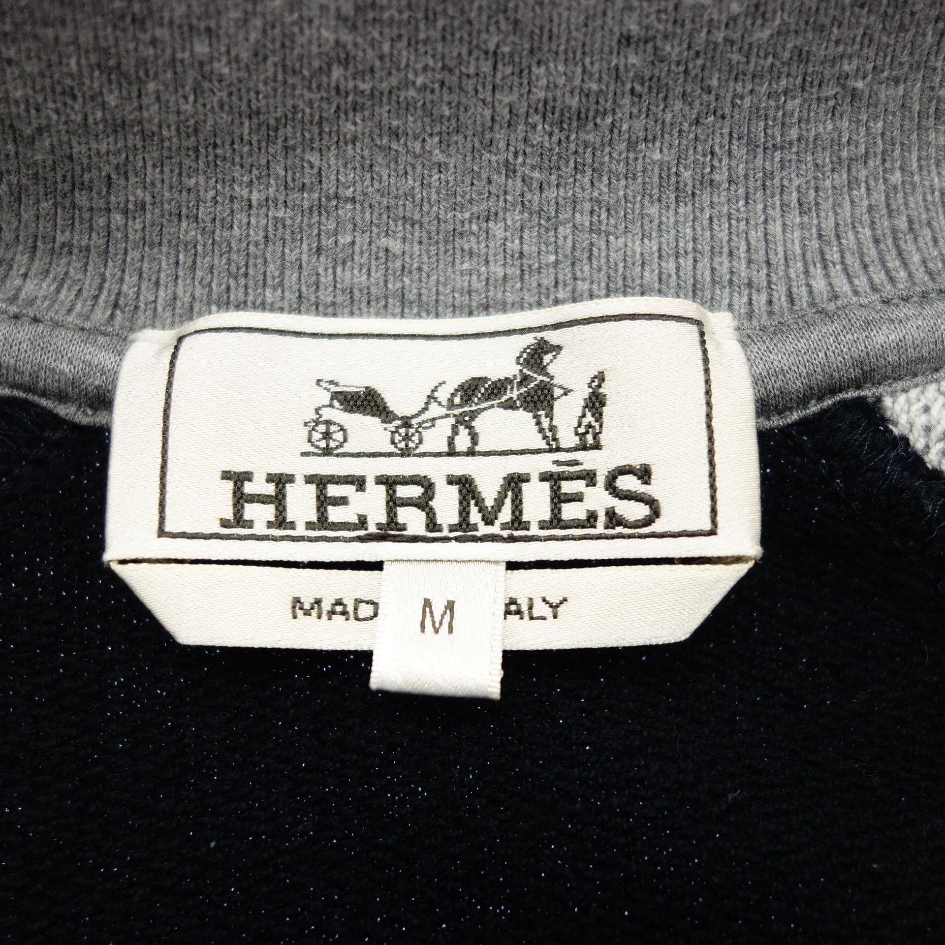 エルメス ブルゾン テディジャケット セリエボタン シルバー金具 メンズ ブラック系 M HERMES【AFB39】【中古】