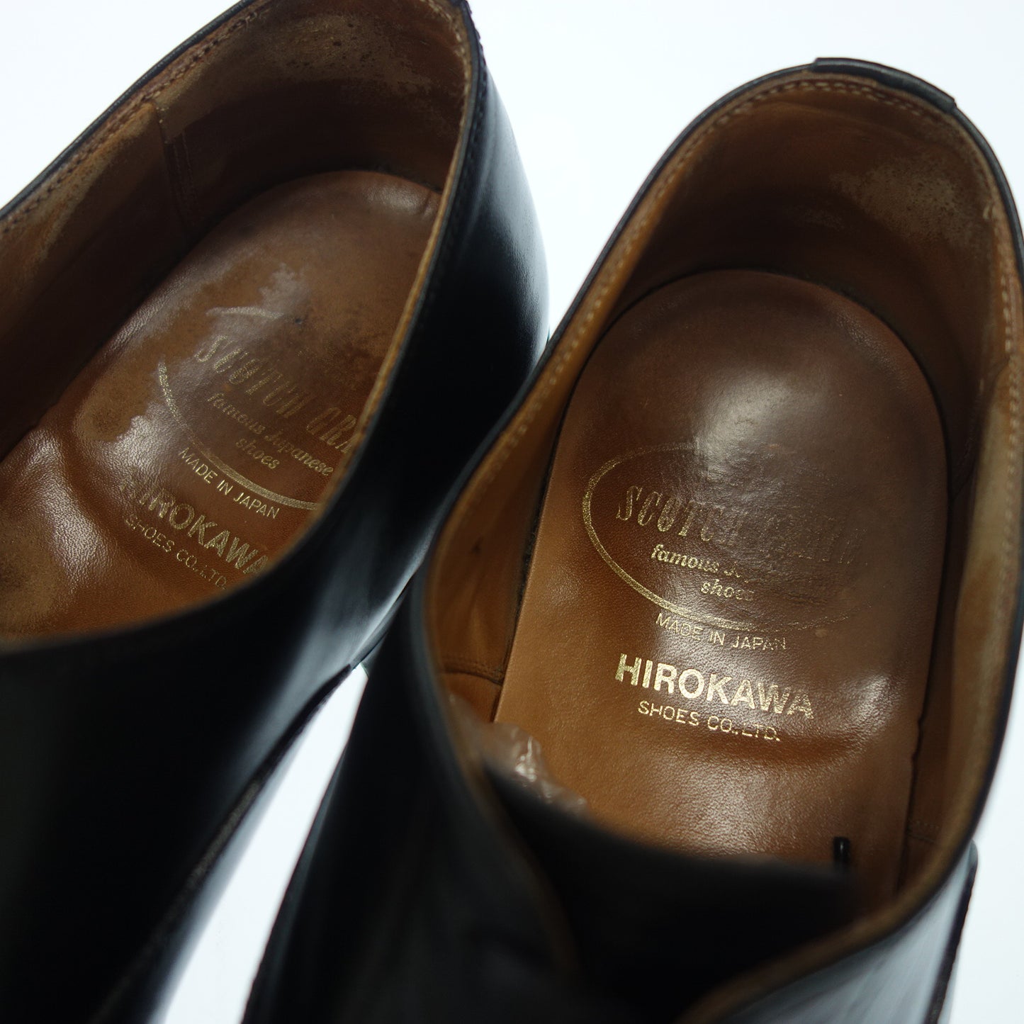 Scotch grain leather shoes straight tip T0106 HIROKAWA men's 25.5 black SCOTCH GRAIN [AFD5] [Used] 