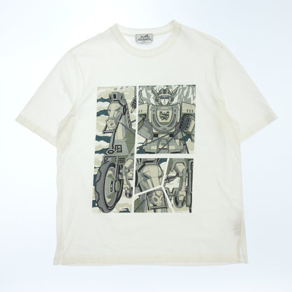 Good Condition◆Hermes T-shirt Mega Chariot Print 22SS Men's White Size S HERMES [AFB31] 