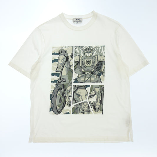 Good Condition◆Hermes T-shirt Mega Chariot Print 22SS Men's White Size S HERMES [AFB31] 