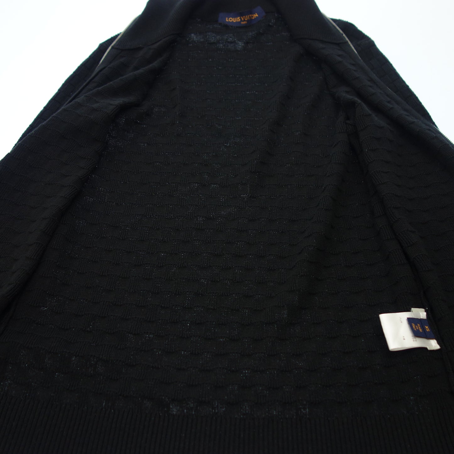 Used ◆Louis Vuitton Knit Jacket Zip Up Damier LV Leather Patch HBN46WF99 Size XS Men's Black LOUIS VUITTON [AFB30] 