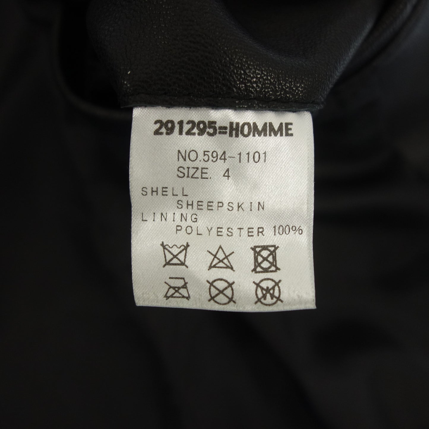 291295=HOMME シングル ライダース レザージャケット 594-1101メンズ 4 黒 【AFG1】【中古】