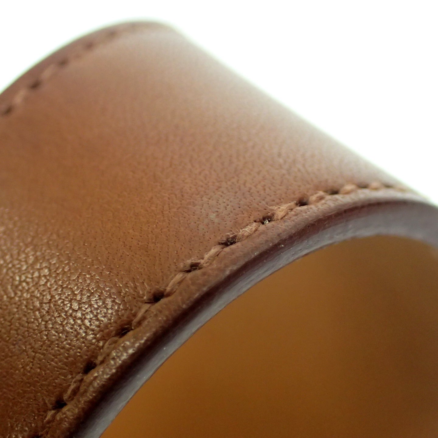 Good Condition◆Hermes Leather Bangle Bracelet H Logo □K Engraved S Size Brown HERMES [AFI12] 