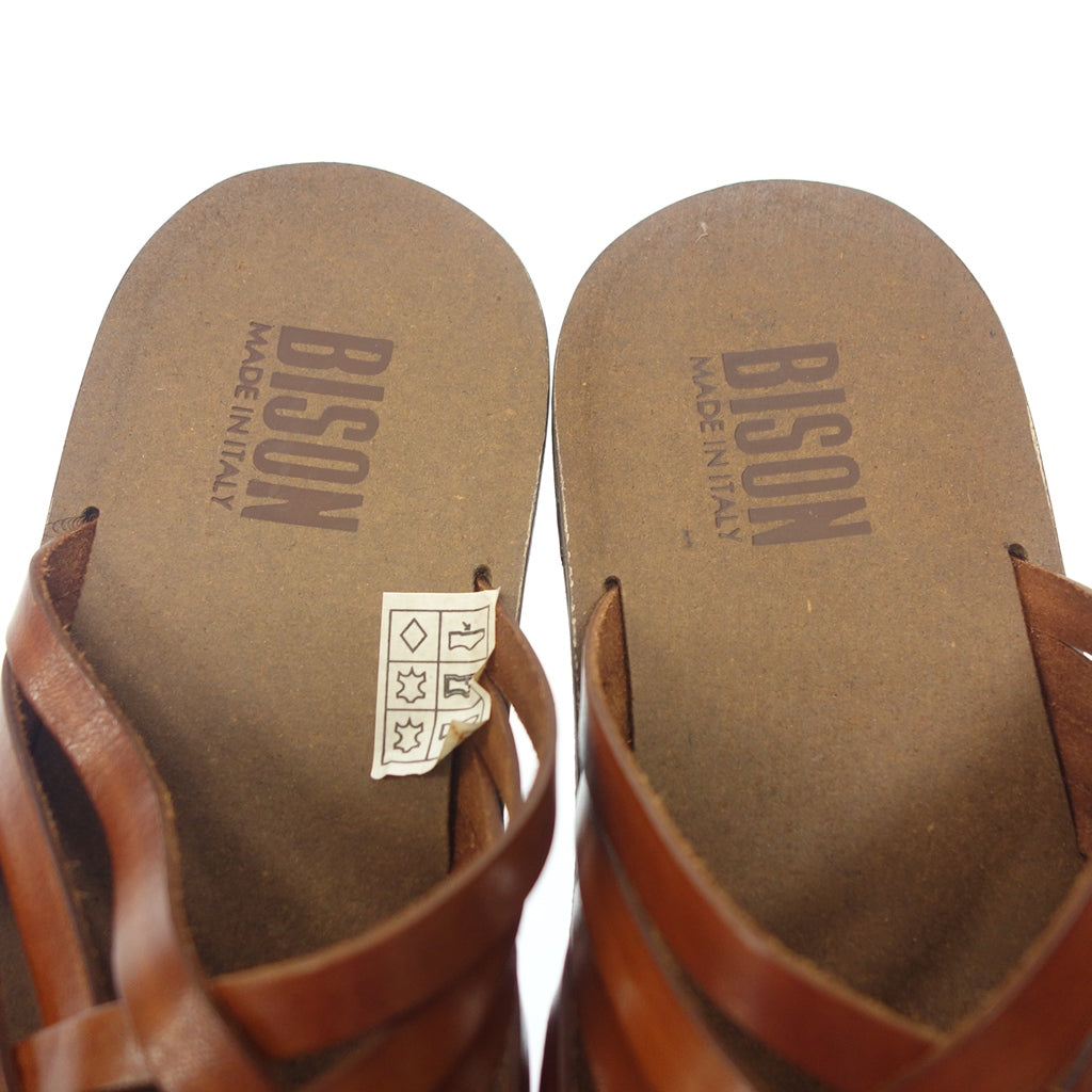 Like new◆Bison sandals leather men's size 40 brown BISON [AFD9] 