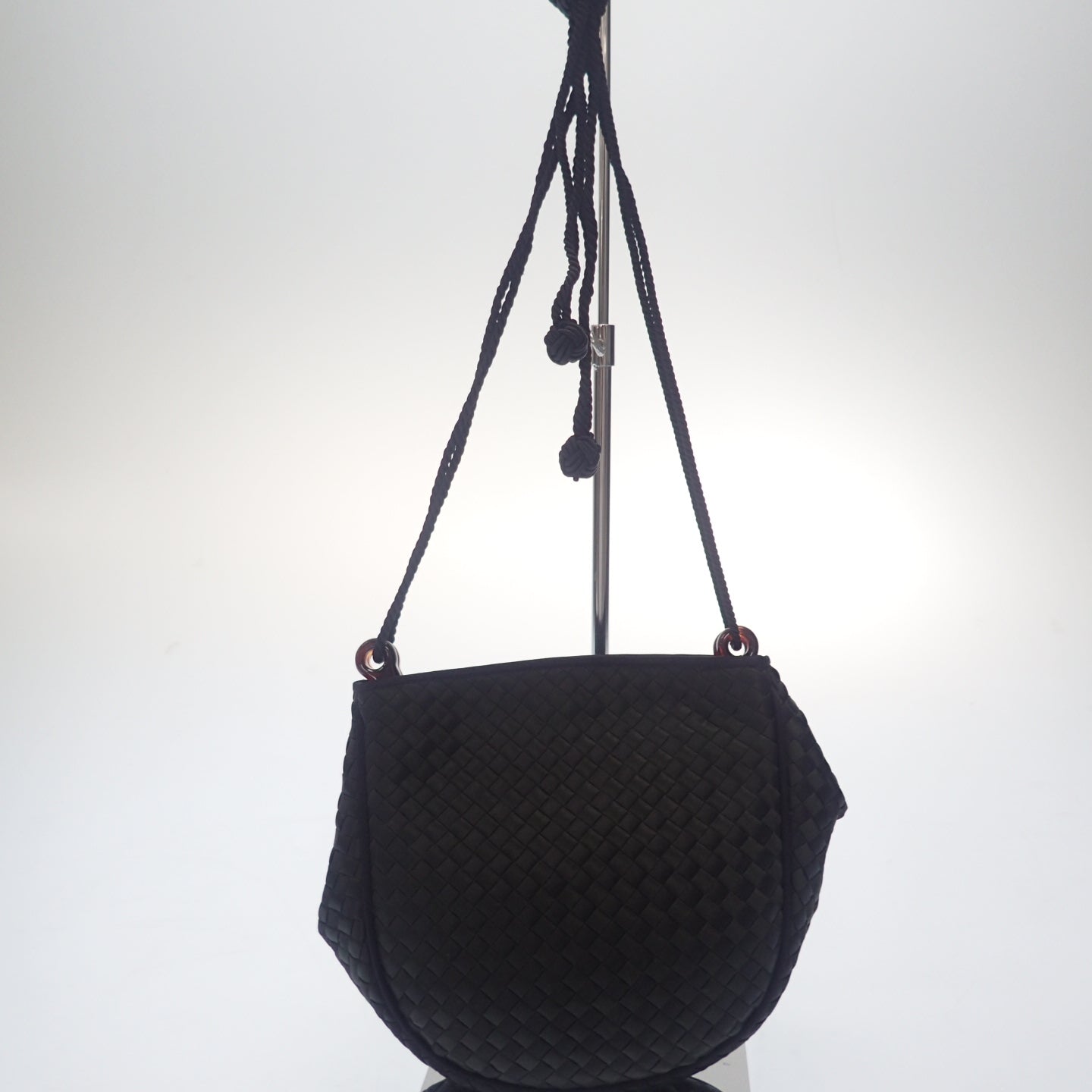 Good condition ◆ Bottega Veneta Mini Shoulder Bag Intrecciato Satin Black BOTTEGA VENETA [AFE1] 