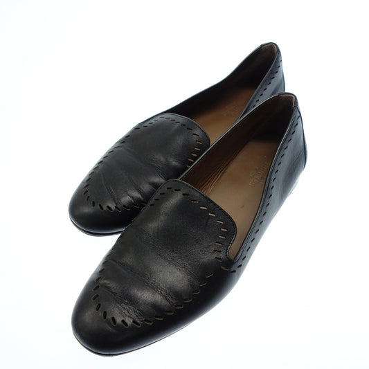 Hermes leather pumps punching loafers ladies black 35.5 HERMES [AFC18] [Used] 