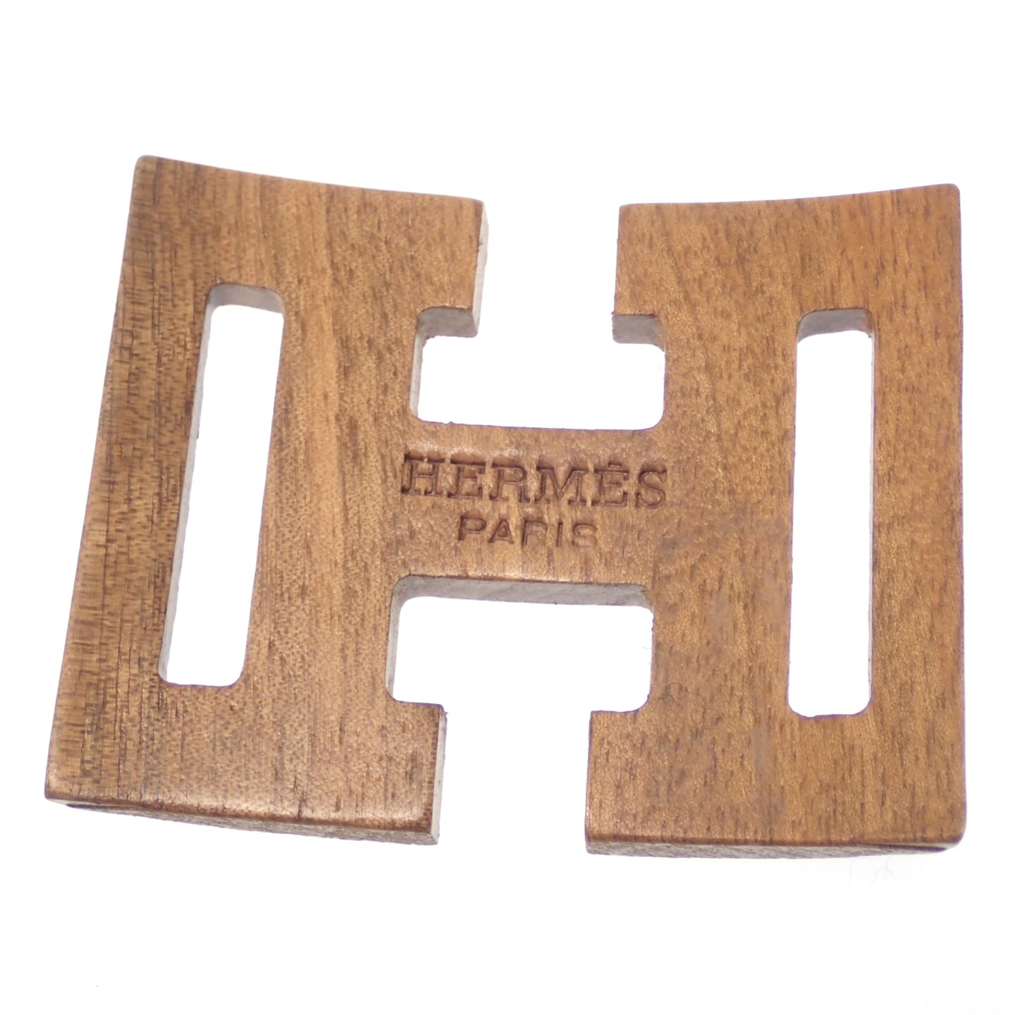 Hermes Wood Scarf Buckle H Logo Brown HERMES [AFI13] [Used] 
