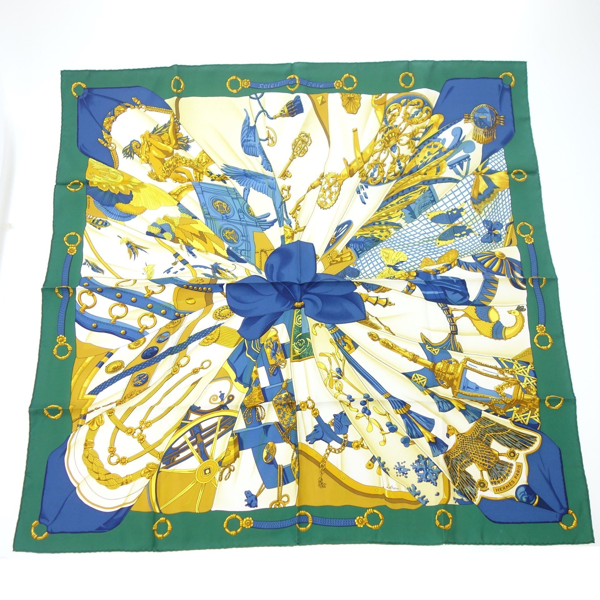 バンダナ/スカーフHERMES  カレ90  Soleil de Soie シルクの太陽 スカーフ