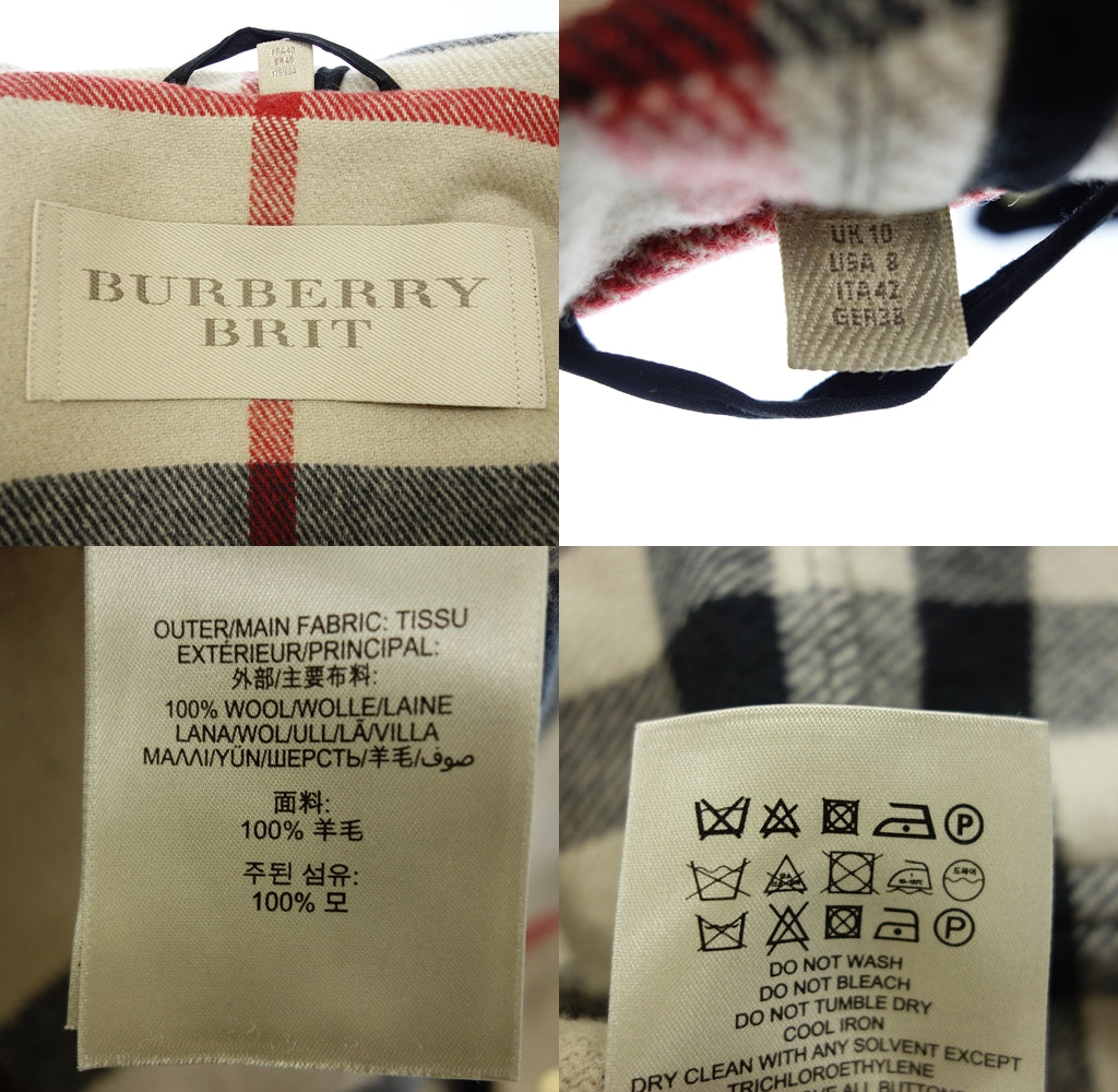 美品◆バーバリーブリット ダッフルコート ウール レディース ブラック サイズUK10 BURBERRY BRIT【AFA11】