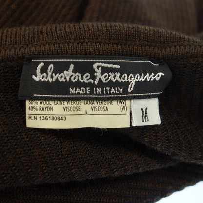 美品◆サルバトーレフェラガモ ロングニットカーディガン レディース ブラウン M Salvatore Ferragamo【AFB8】