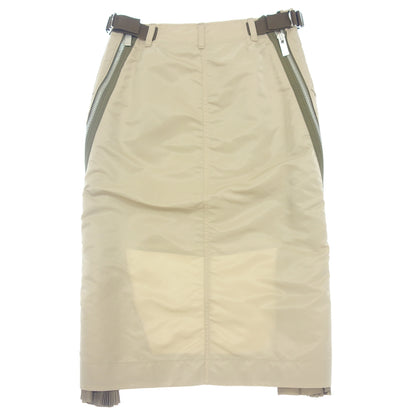 Good Condition ◆ Sacai 22SS Skirt NYLON TWILL MIX SKIRT Side Zip Ladies Beige x Green Size 3 22-05959 Sacai [AFB36] 