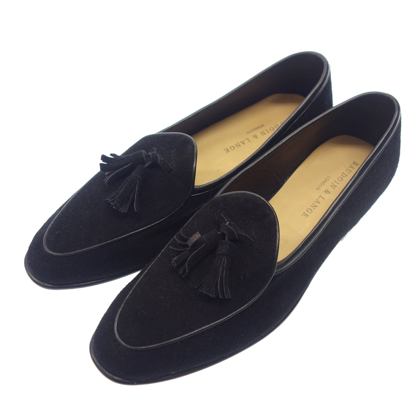 Like new◆BAUDOIN&amp;LANGE Leather Shoes Tassel Belgian Shoes Men's 40 Suede Black BAUDOIN&amp;LANGE [LA] 