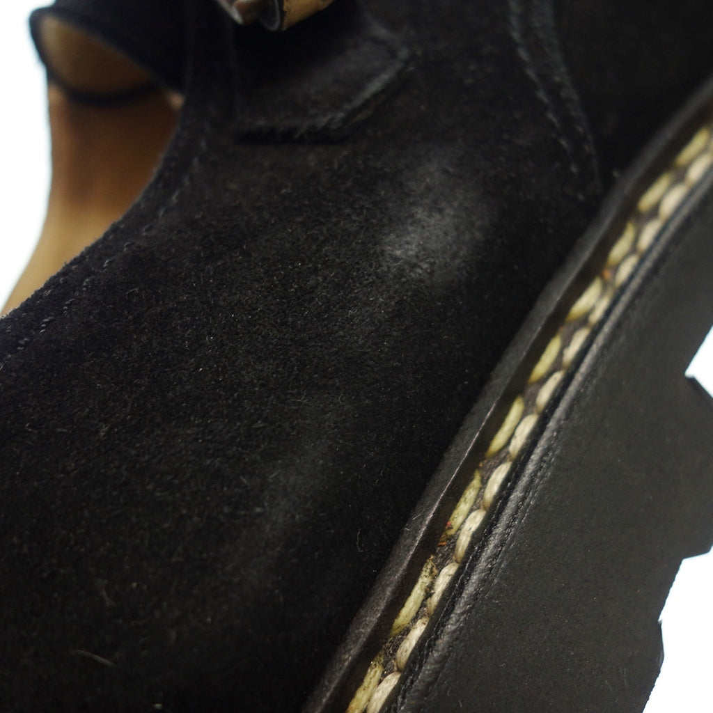 Good Condition ◆ Paraboots Leather Shoes William Double Monk WILLIAM Suede Men's Size 9 Black with Box PARABOOT [AFD8] 