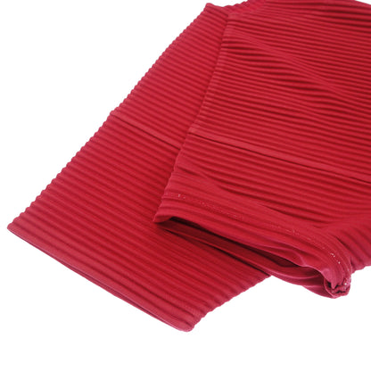状况良好◆Issey Miyake HOMME PLISSE 短袖 T 恤剪裁和缝制褶皱 HP71JK117 男式 3 码红色 ISSEY MIYAKE HOMME PLISSE [AFB30] 