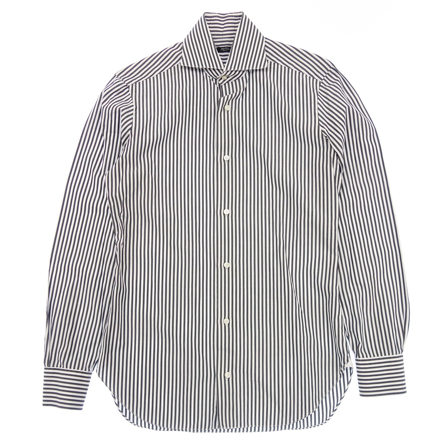 Good condition◆Barba long sleeve shirt cutaway striped men's size 37 gray BARBA [AFB6] 