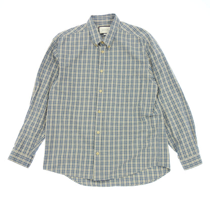 Good condition ◆ Gucci long sleeve shirt check button down 628336 Men's Blue Size 50 GUCCI [AFB46] 