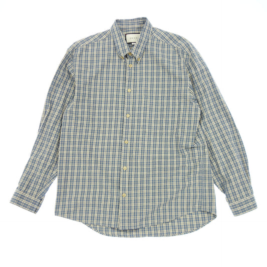 Good condition ◆ Gucci long sleeve shirt check button down 628336 Men's Blue Size 50 GUCCI [AFB46] 