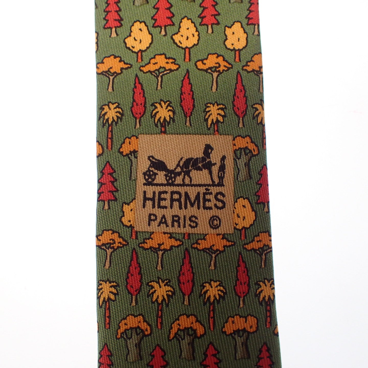 Good condition◆Hermes tie 100% silk wood pattern &amp; all over pattern HERMES 2 piece set [AFI4] 