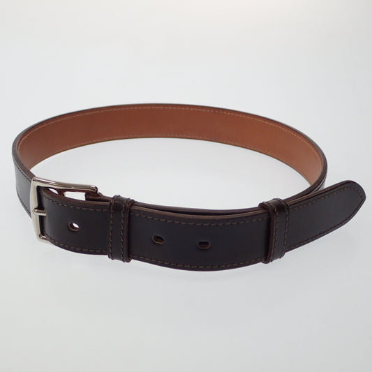 Used ◆Hermes leather belt silver hardware Etrivière □F engraving HERMES [AFI4] 