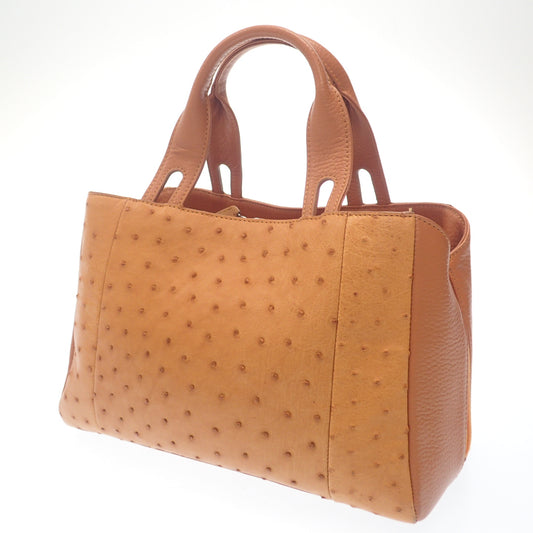 Like new◆No brand ostrich handbag brown [AFE10] 