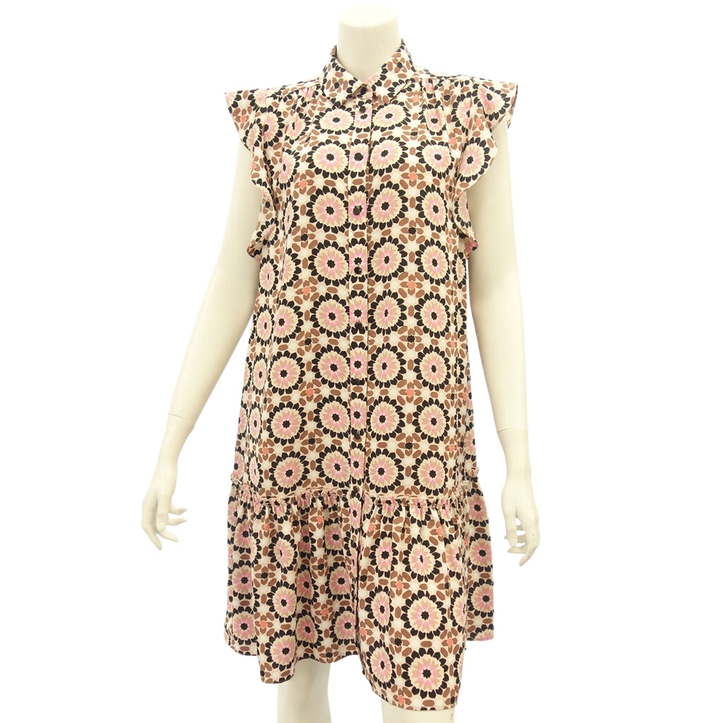 Used ◆Kate Spade Sleeveless Dress All Over Pattern Women's Pink x Black Size M kate spade [AFB4] 