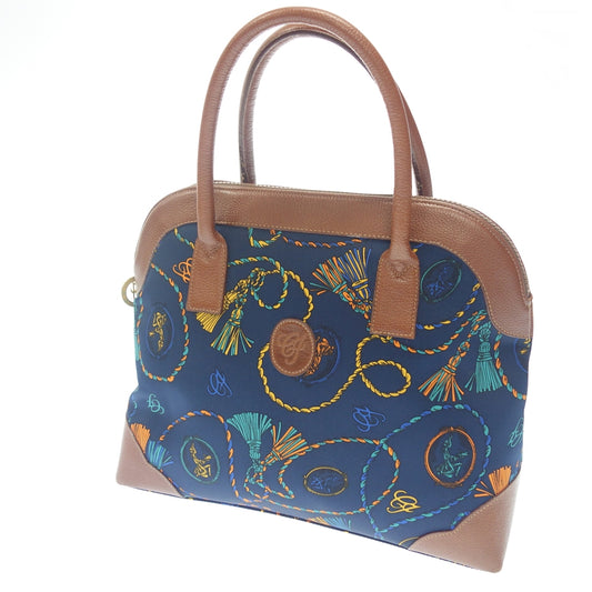 Used ◆Charles JOURDAN handbag tassel print navy x brown CHARLES JOURDAN [AFE8] 