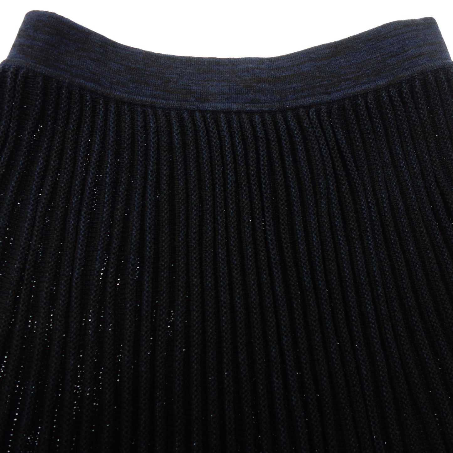 Very beautiful item◆Hermes Knit Skirt Pleated Design Linen x Rayon Size 38 Women's Dark Blue HERMES [AFB38] 