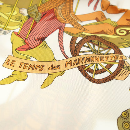 Good condition◆Hermes Scarf Carre90 Silk LE TEMPS de MARIONNETTES Marionette Time Light Blue HERMES [AFI22] 