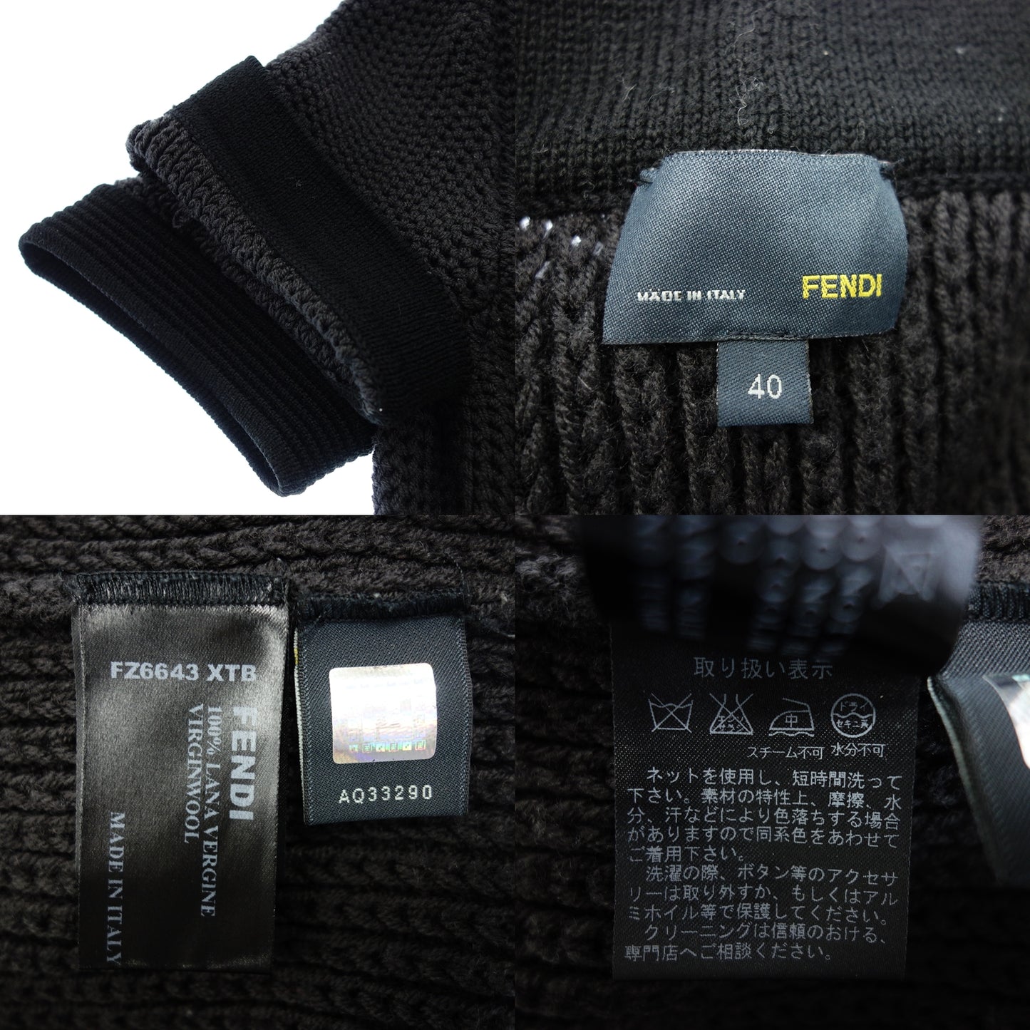 FENDI Knit Dress Cable Bicolor Women's Black 40 FENDI [AFB39] [Used] 