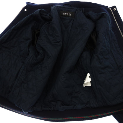 Gucci zip-up blouson Sherry line 355478 Men's 52 Navy GUCCI [AFB14] [Used] 