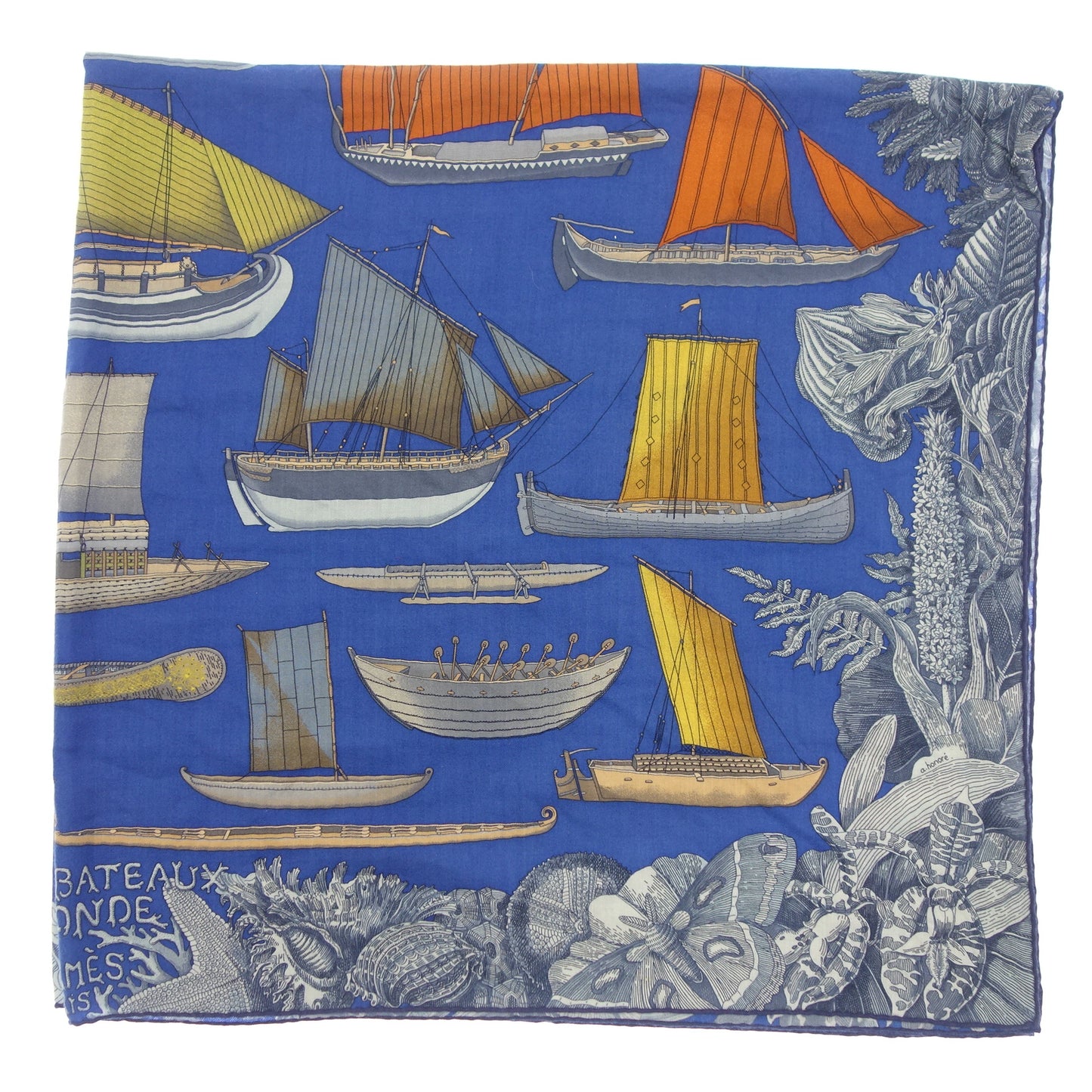 Hermes Carrégean 羊绒 Sailing Ships of the World Tous Les Bateaux du Monde 蓝色 HERMES [AFI20] [二手] 