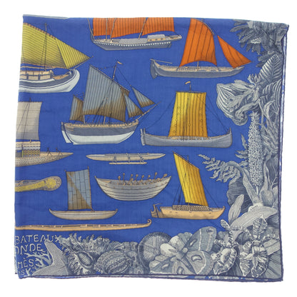 Hermes Carrégean Cashmere Sailing Ships of the World Tous Les Bateaux du Monde Blue HERMES [AFI20] [Used] 