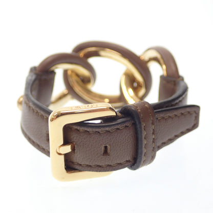 Good condition ◆LOEWE Bracelet Leather Brown x Gold LOEWE [AFI18] 