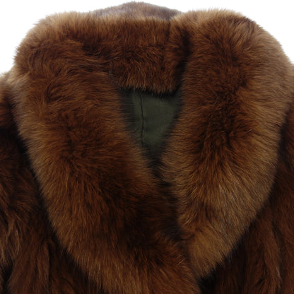 Good condition◆No brand fox fur half coat size 6 brown ladies [AFF21] 