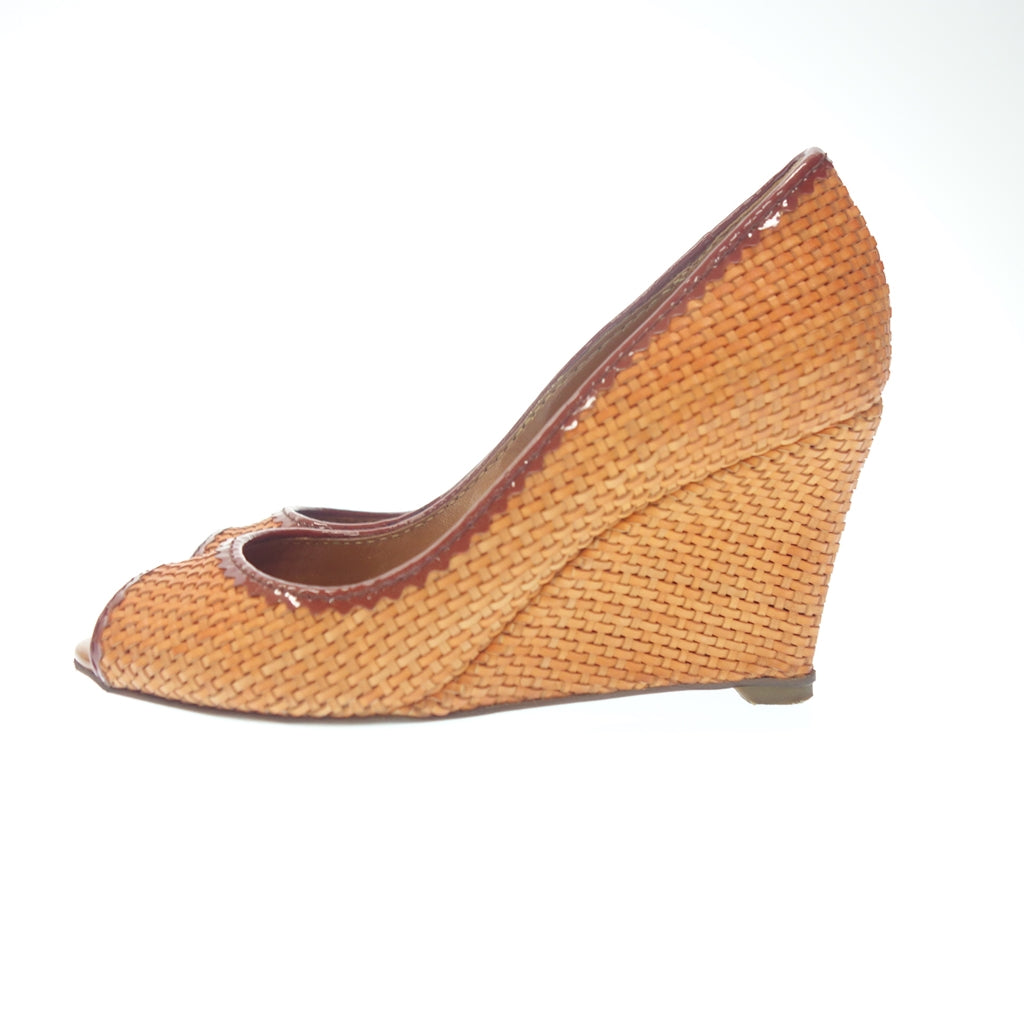 Good condition ◆ Sergio Rossi sandals pumps mesh leather wedge sole ladies size 36 orange sergio rossi [AFD7] 