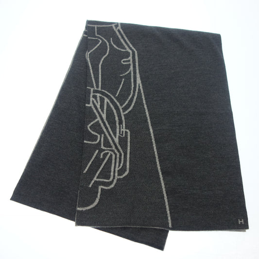 Used ◆Hermes Stole H Logo Reversible Gray HERMES [AFI12] 