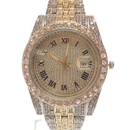Used ◆Iced-Out Full Zirconia Watch Silver x Gold Series Iced-Out [AFI15] 
