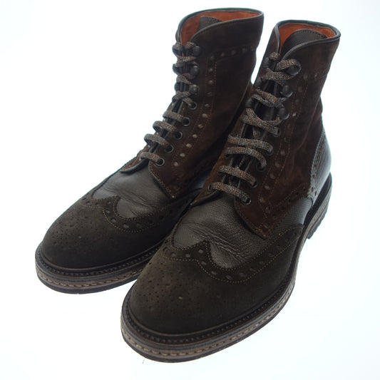 Santoni lace-up leather boots trio leather men's 7.5 brown Santoni [AFD1] [Used] 