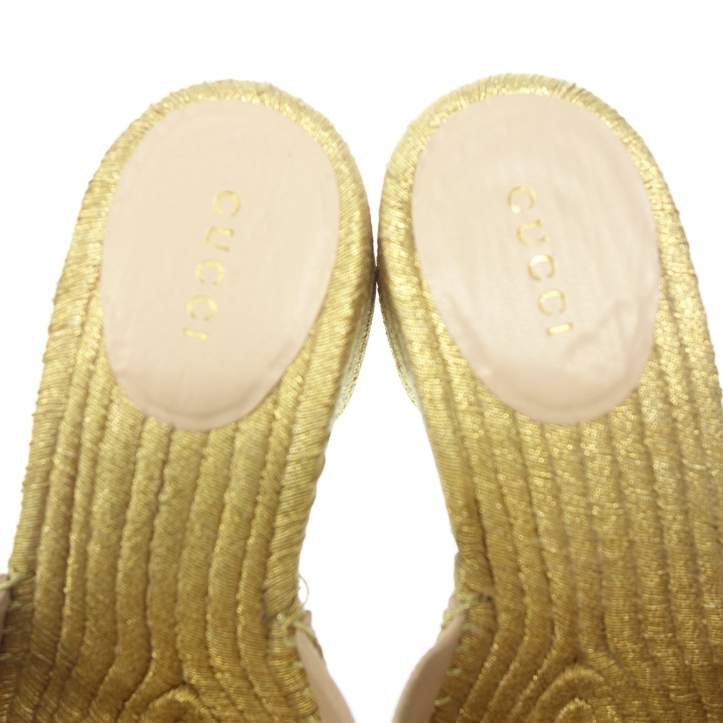 Good Condition◆Gucci Leather Sandals GG Marmont 655820 Espadrilles Women's Gold Size 35 GUCCI [AFC34] 