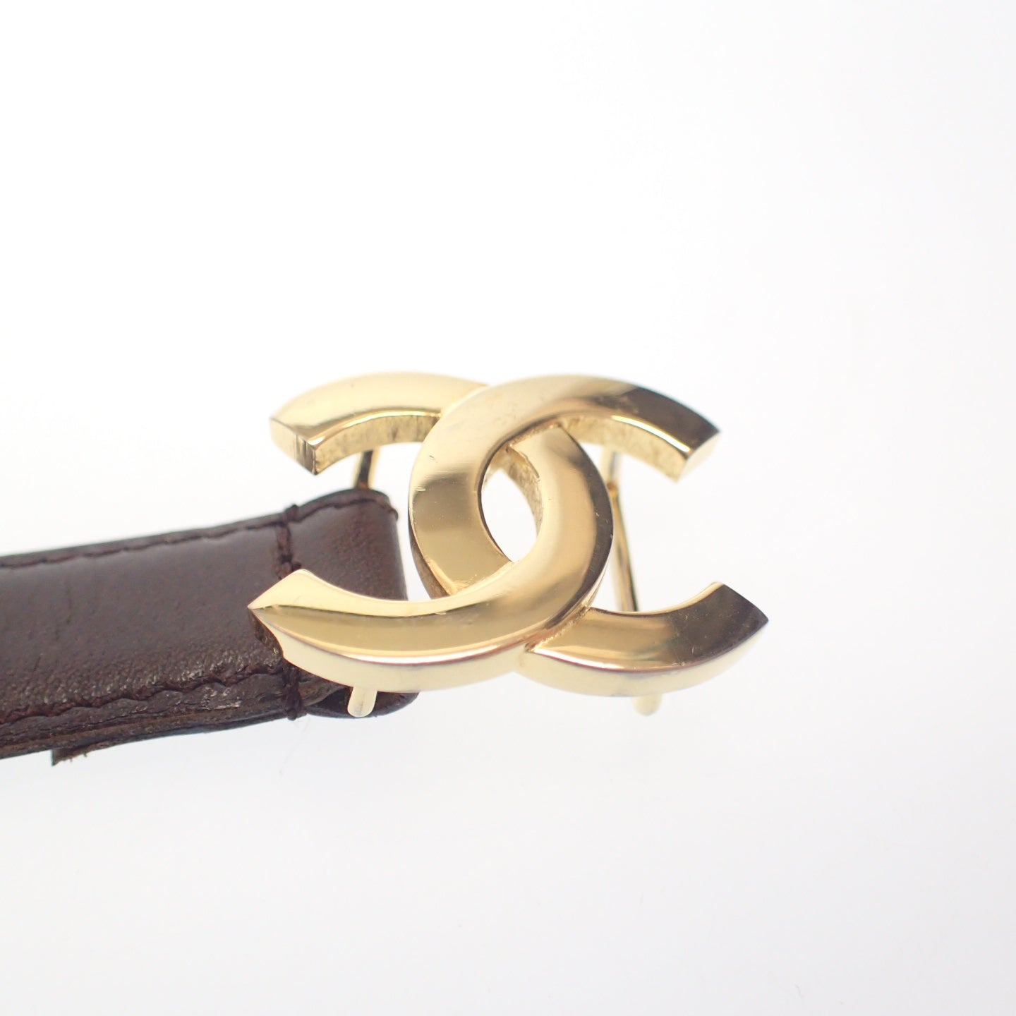 Good condition ◆ CHANEL leather belt here mark gold hardware CHANEL [AFI2] 