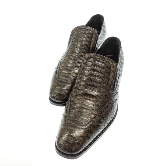 Good condition ◆ Salvatore Ferragamo Leather Loafer Slip-on Python Men's Dark Gray Size 8.5E Salvatore Ferragamo [AFD8] 