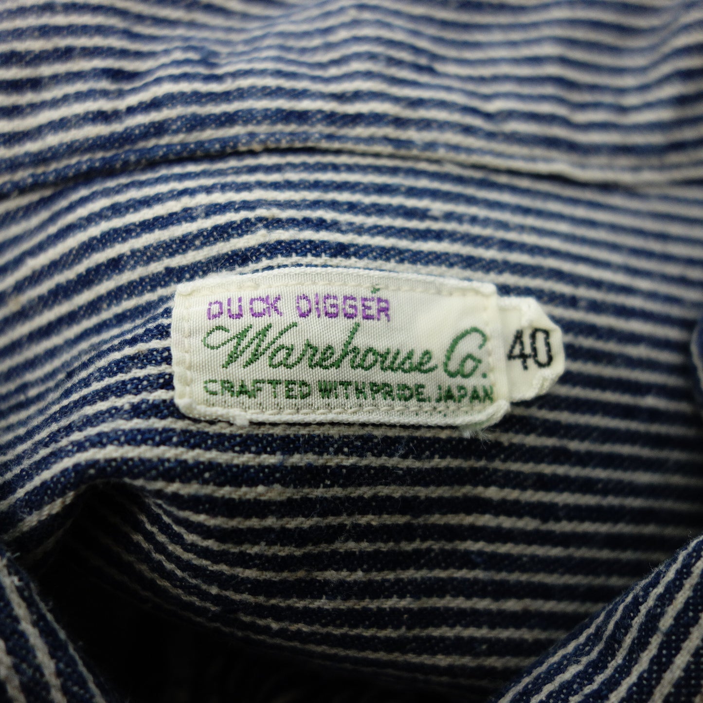 WAREHOUSE Short Sleeve Shirt Hickory Italian Color 40 Men's Navy/White WAREHOUSE [AFB8] [Used] 