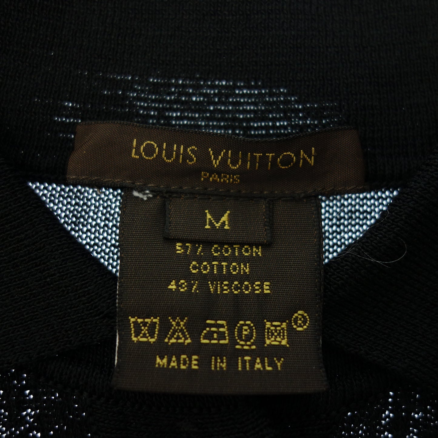 中古◆ルイヴィトン メッシュニットポロ ハーフボタン コットン レーヨン レディース ブラック系 サイズM LOUIS VUITTON【AFB32】