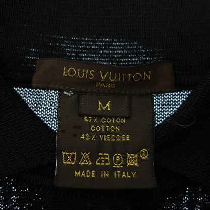 二手 ◆路易威登网状针织马球衫半扣棉人造丝女士黑色尺寸 M LOUIS VUITTON [AFB32] 